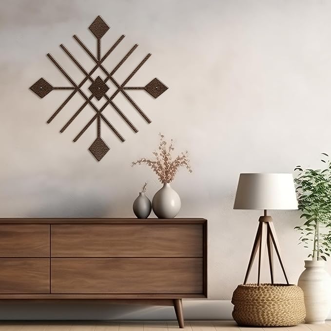 SIGNLEADER Metal Wall Decor Folk Symbol Mystery Minimalist Modern Luxury Wall Sculpture Hangings 3D Statue Home Decoration for Living Room, Bedroom, Bathroom, Kitchen, Fireplace, Office - 18" Bronze