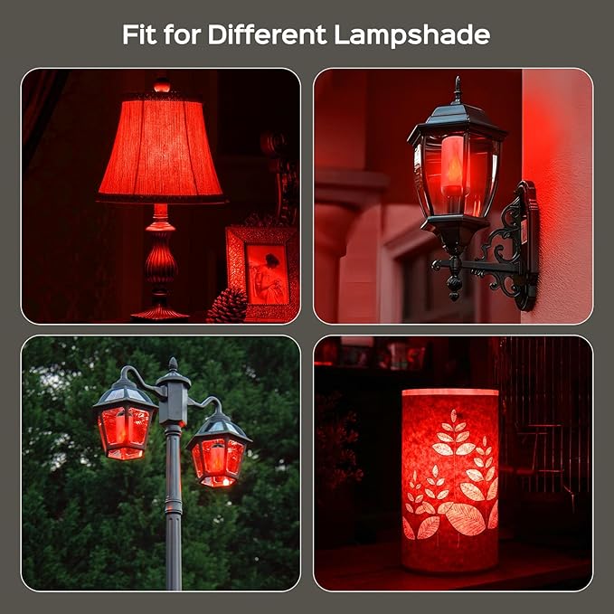 Hompavo Gen2 LED Flame Light Bulbs, Like Real Fire 4-Mode Flickering Light Bulbs with Upside Down Effect, E26 Flame Bulb for Halloween Christmas Party Patio Porch Home Indoor & Outdoor Decorations, 2