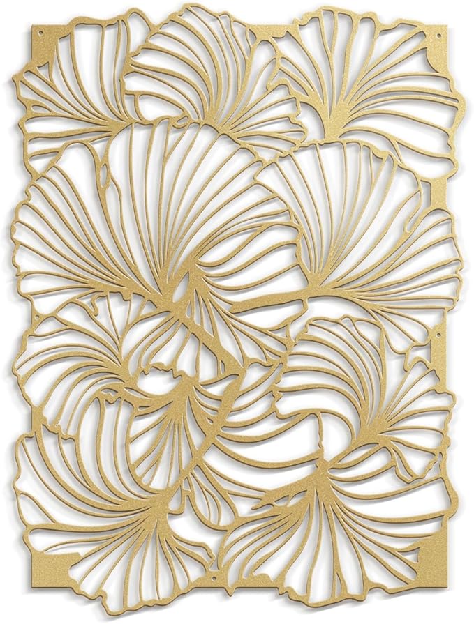 SIGNLEADER Metal Wall Art Decor Tulip Flower Minimalist Modern Abstract Wall Sculpture Hangings Home Decoration for Living Room, Bedroom, Bathroom, Kitchen, Outdoor - 18" Gold
