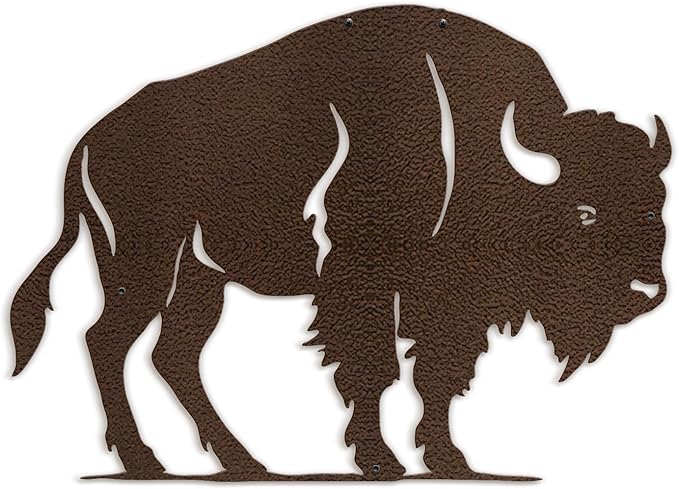 SIGNLEADER Metal Wall Art Decor Rustic American Bison Minimalist Modern Abstract Wall Sculpture Hangings Home Decoration for Living Room, Bedroom, Bathroom, Kitchen, Outdoor - 18" Bronze