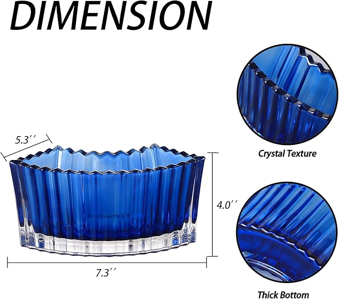 MCMCNCUIU Crystal Vases for Centerpieces, Flower Vases for Wedding Centerpieces, Blue Glass Vase for Flowers, Curve Small Vase for Living Room, Bedroom, Kitchen, Dining Table, Set of 2