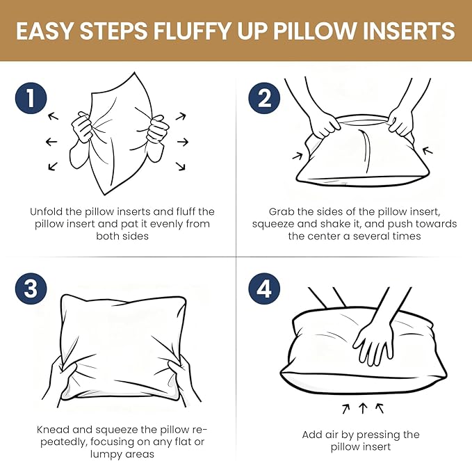 BHZ Throw Pillows 20x20 Euro Pillow Inserts Set of 2, Down Feather Alternative Pillow Inserts, Decorative Soft Large Square White Throw Pillows Insert for Couch Bed Dorm Sofa with Breathable Cover