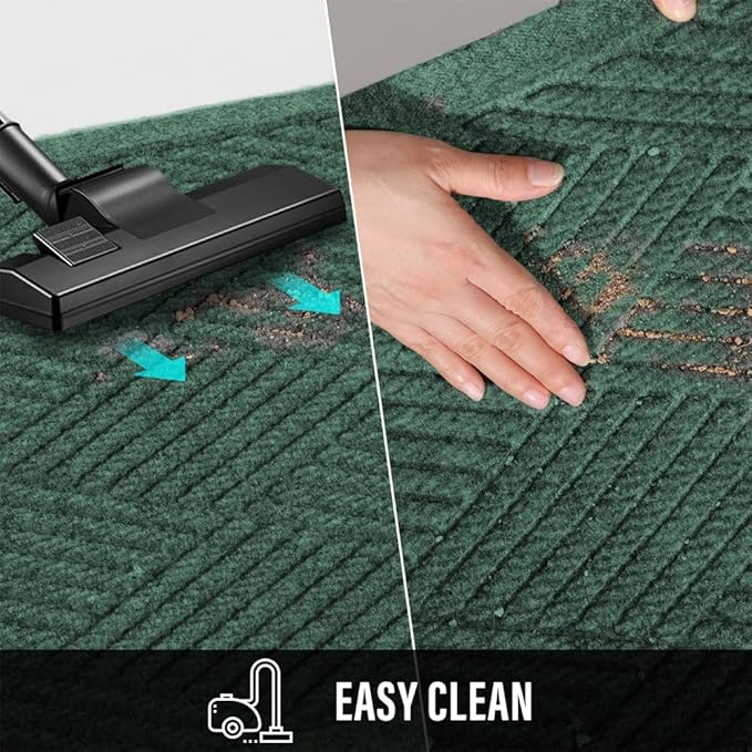 HIYARD Sturdy Front Door Mat, Absorbent Muddy Dirt Resist Welcome Door Mats Outdoor Indoor, Stain and Fade Resistant, Non-Slip Rubber Backing Low Profile Doormat for Entryway, 36×24, Green