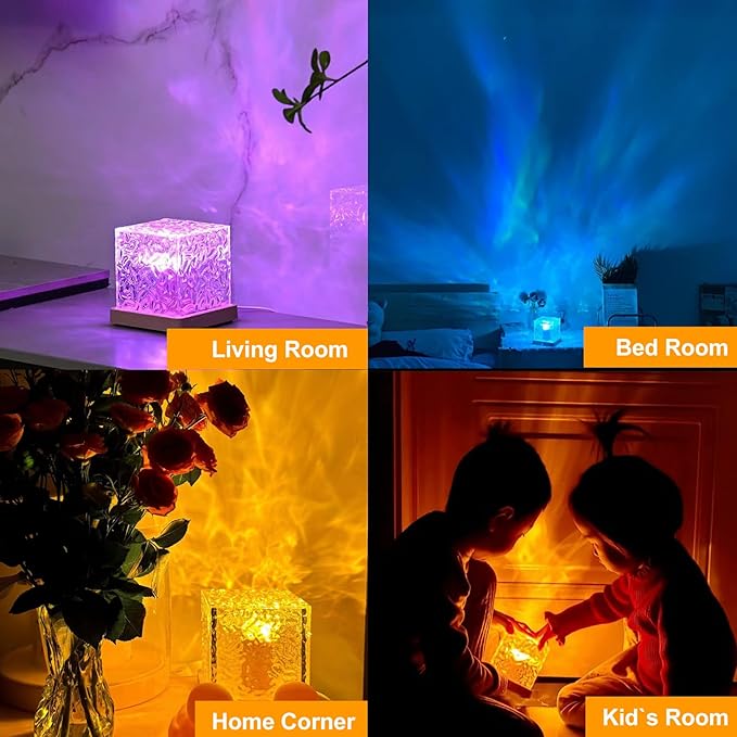 Northern Lights Projector Rechargeable,Mood Lighting Ambient Lighting Ocean Wave Projector with 16 Colors and Dynamic Ripple Effect for Living Room Bedroom Decor - Cordless 5.1"