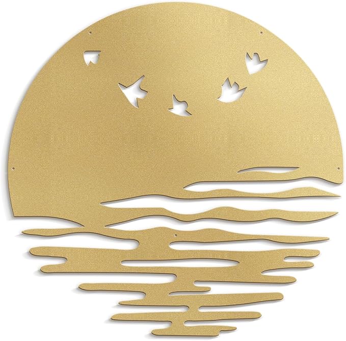 SIGNLEADER Metal Wall Art Decor Birds Minimalist Modern Abstract Wall Sculpture Hangings Home Decoration for Living Room, Bedroom, Bathroom, Kitchen, Outdoor - 18" Gold