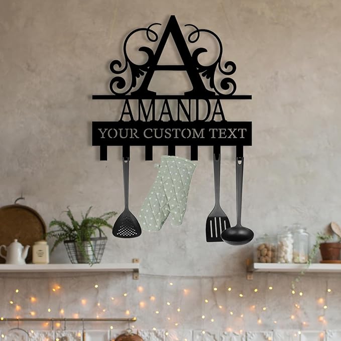 Personalized Monogram Metal Key Holder for Wall, Metal Wall Mount Custom Name Hooks, Key Hanger Decor, Key Rack Wall Mount for Front Door, Key Organizer for Hallway, Wall Key Rack, Housewarming Gift