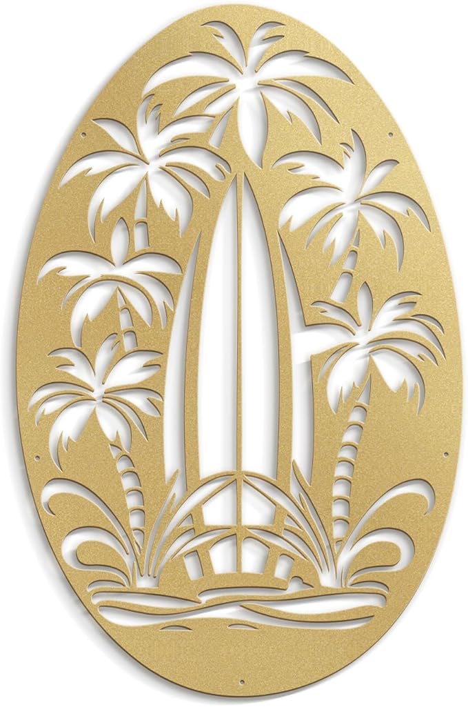 SIGNLEADER Metal Wall Art Decor Palm Tree Minimalist Modern Abstract Wall Sculpture Hangings Home Decoration for Living Room, Bedroom, Bathroom, Kitchen, Outdoor - 18" Gold