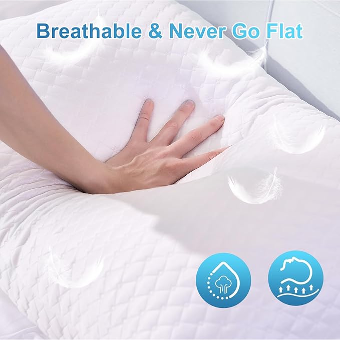 NTCOCO Cooling Bed Pillows King Size Pack of 2 for Sleeping Shredded Memory Foam Bed Pillows Adjustable Gel for Side Stomach Back Sleepers Washable Removable Cover