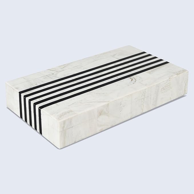 Handicrafts Home Large Decorative Storage Box 12x6– Coffee Table Organizer Box, Modern Home Décor Accent, Keepsake Memory Box, Jewelry Storage Box, Boho Decorative Box with Lid for Shelf, Mantle Decor
