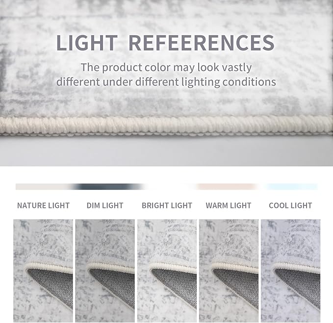 Dotiiorug Hallway Runner Rug 2x10 Washable Area Rugs, Vintage Floral Rug Soft Non Slip Stain Resistant Boho Floor Carpet Runners for Hallways Entryway Laundry Room Kitchen Bathroom, and Bedroom Grey