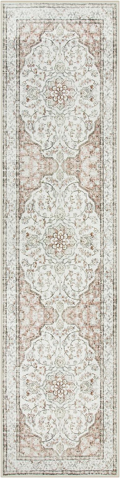 Lahome Oriental Kitchen Runner Rug,2x6 Washable Runners for Hallways Non-Slip Bathroom Rug Runner 6ft,Ultra-Thin Soft Indoor Rug Boho Traditional Carpet Runner for Bedroom Laundry Room Terracotta