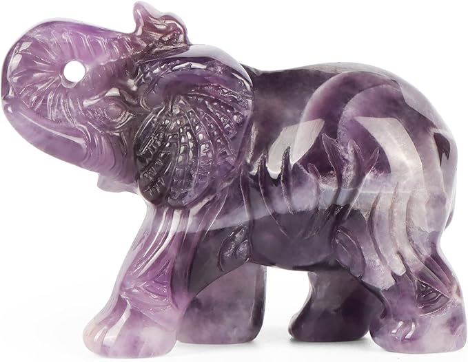 2.5 Inch Amethyst Crystal Elephant Statue Elephant Figurine Elephant Sculpture Gemstone Hand Carved Healing Craft Home Office Decor Gifts
