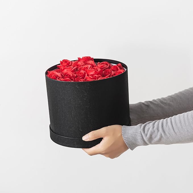 Soul & Lane Round Gift Boxes with Lids – Set of 3 Circular Boxes for Flowers, Bouquets & Arrangements, White Cardboard Cylinder Gift Box Set for Roses, Décor and Special Presentations