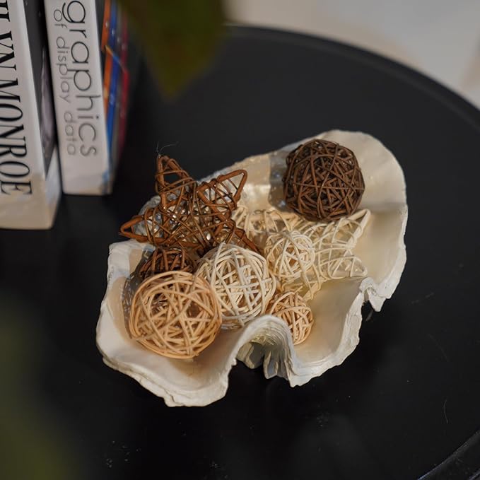 Decorative Bowl Entryway Table Decor - Resin Clam Shells Bowls Seashell Beach Console Table Home Decor Accents for Ocean Themed Living Room Coffee Table Decor 9 * 6 * 3.5 Inch