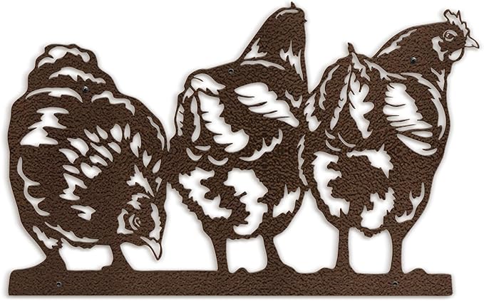 SIGNLEADER Metal Wall Art Decor Farmhouse Trio of Chickens Minimalist Modern Abstract Wall Sculpture Hangings Home Decoration for Living Room, Bedroom, Bathroom, Kitchen, Outdoor - 18" Bronze