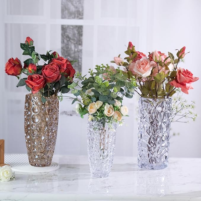 KAMMAK Glass Vase, Large Modern Cylinder Flower Vase for Home Decor, Wedding Centerpiece, Christmas or Birthday Gift for Mom, Entryway, Housewarming, Table, Office Desk, Farmhouse (White Polka Dot)