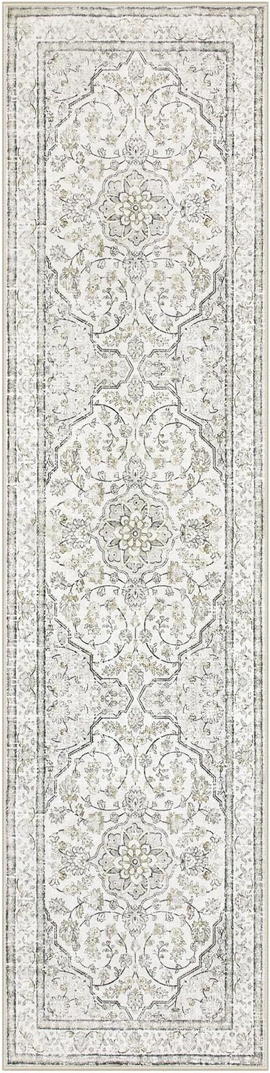 Lahome Oriental Runner for Hallways 2.5x10 Washable Beige Kitchen Runners Non Skid Long Entryway Rug Runners 10ft Ulra-Thin Soft Indoor Boho Rug Traditional Carpet for Laundry Living Room