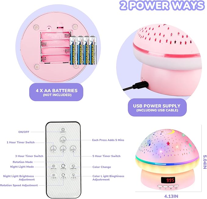 Remote Control and Timer Design Starry Sky Rotating Star Projector Night Light,16 Colorful Projector Light Dimmable LED Bedside Lamp,Kids Room Decor (Blue)