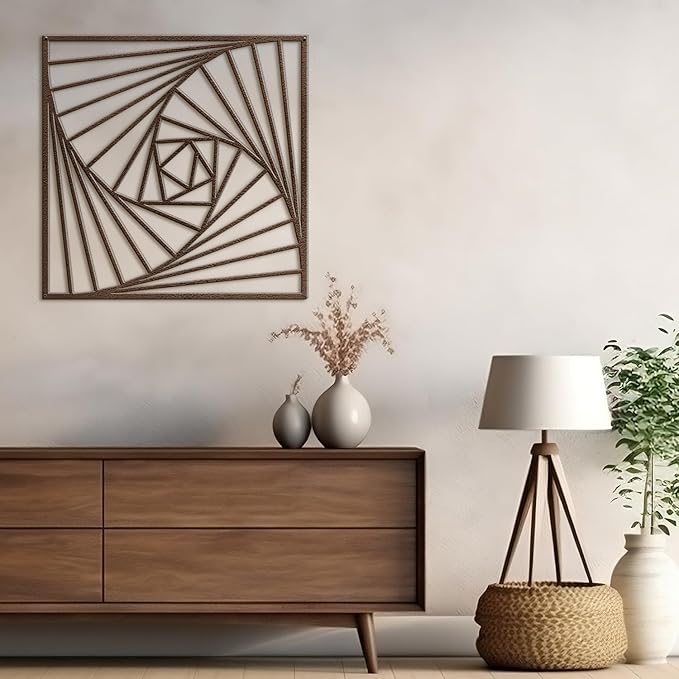 SIGNLEADER Metal Wall Decor Spiral Lines Minimalist Modern Luxury Wall Sculpture Hangings 3D Statue Home Decoration for Living Room, Bedroom, Bathroom, Kitchen, Fireplace, Office - 18" Bronze