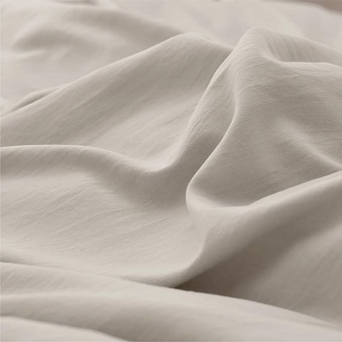 Bedsure Oversized Queen Duvet Cover - 3 Pieces Prewashed Cotton-Like Extra Soft Bedding Set, Includes 1 Duvet Cover 98x98 Inches with Zipper Closure & 2 Pillow Shams, Linen, Comforter Not Included