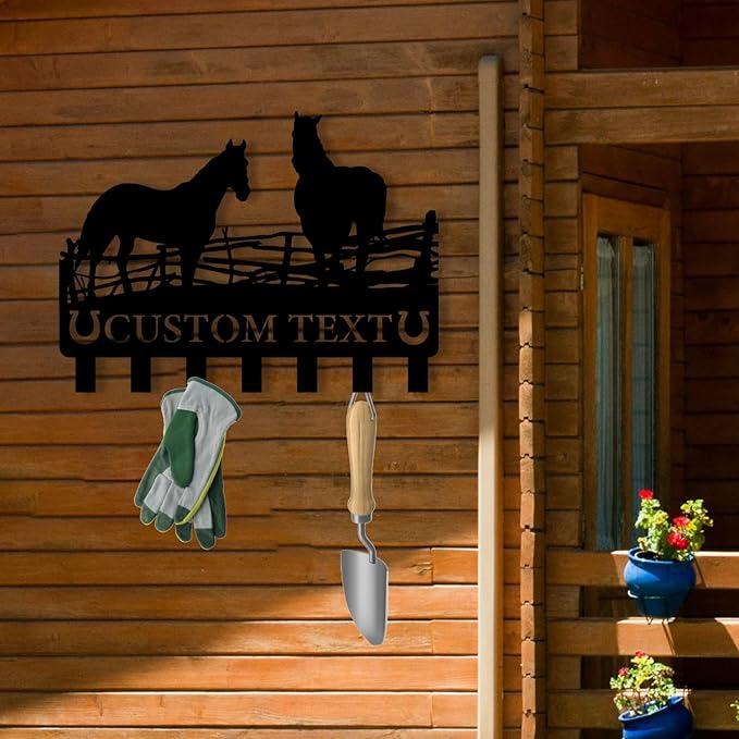 Personalized Metal Key Holder for Wall, Metal Wall Mount Custom Horse Name Hooks, Horse Ranch Key Hooks, Farm Key Hanger Decor, Key Rack for Hallway, Key Organizer for Living Room, Housewarming Gift
