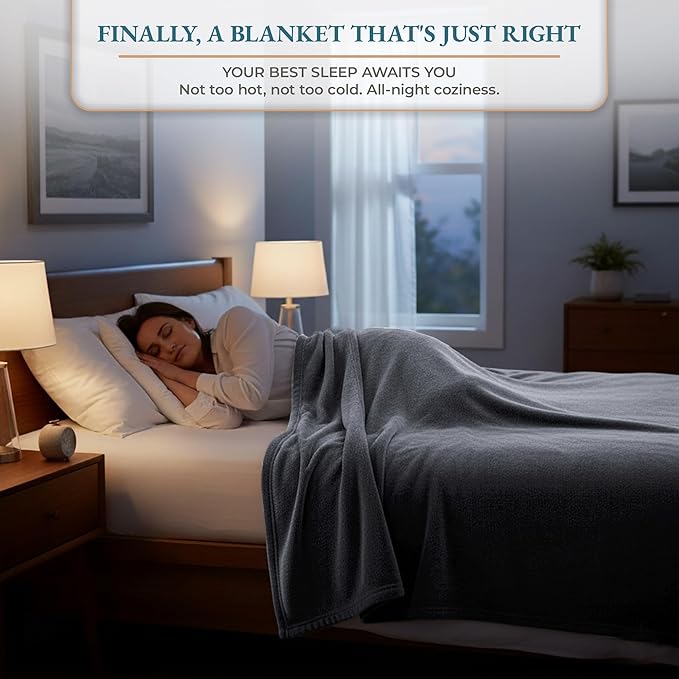 Casa Platino Fleece Blanket Queen Size – 300 GSM Charcoal Grey Fleece Throw for Bed or Couch – Soft Cozy Warm Holiday Bed Blanket for Winter, Fuzzy Plush Elegant Gifts for Men & Women - 90x90 Inch