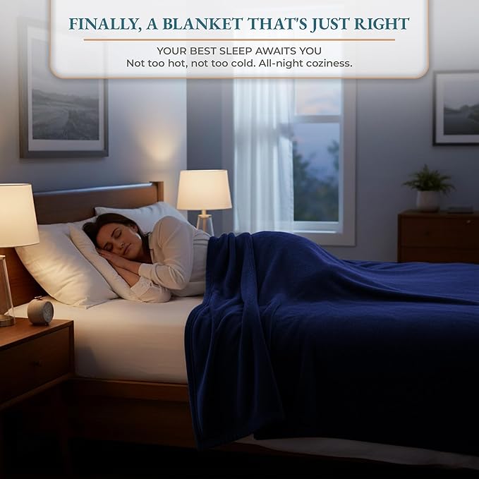 Casa Platino Fleece Blanket King Size – 300 GSM Navy Blue Fleece Throw for Bed or Couch – Soft Cozy Warm Holiday Bed Blanket for Winter, Fuzzy Plush Elegant Gifts for Men - 108x90 Inch