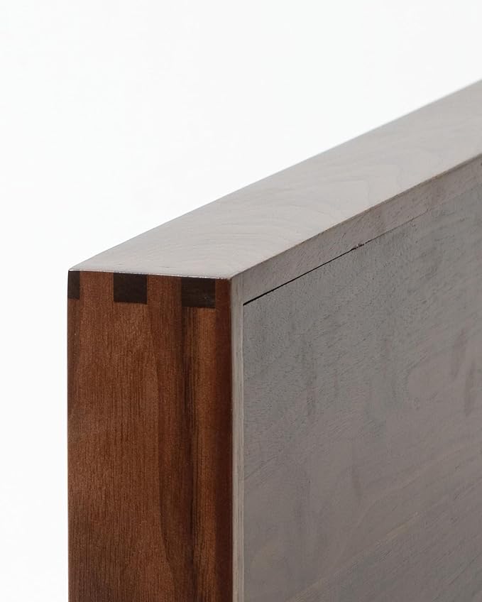 20"x12" Wooden Ottoman Tray with Handle FSC Natural Handmade Rectangle Black Walnut Serving Tray Vintage Decorative Platters for Oversized Ottoman Kitchen