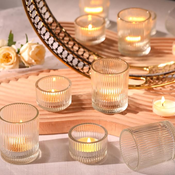 10pcs Assorted Clear Votive Candle Holders for Wedding Centerpiece, Clear Tea Light Candle Holders, Glass Candle Holder for Table Centerpiece, Wedding, Home and Party Decorations