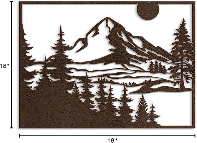 SIGNLEADER Metal Wall Art Decor Mountain Range and Pine Minimalist Modern Abstract Wall Sculpture Hangings Home Decoration for Living Room, Bedroom, Bathroom, Kitchen, Outdoor - 18" Bronze