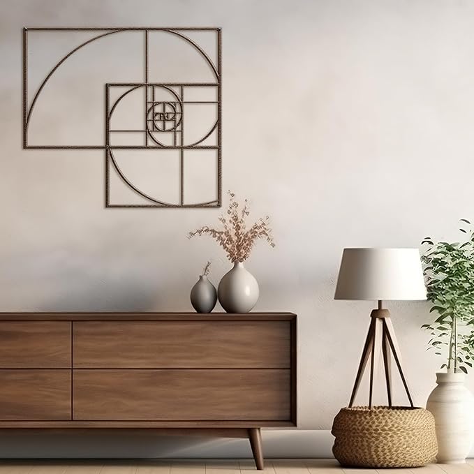 SIGNLEADER Metal Wall Decor Golden Proportion Minimalist Modern Luxury Wall Sculpture Hangings 3D Statue Home Decoration for Living Room, Bedroom, Bathroom, Kitchen, Fireplace, Office - 18" Bronze