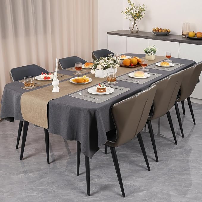 Myir JUN Reversible Vinyl Placemats Set of 8, Faux Leather Place Mats Dual Sided Waterproof Oilproof Wipeable, Heat-Resistant Table Mats for Kitchen Dining Indoor Outdoor (12" x 17", Light Gray Beige)
