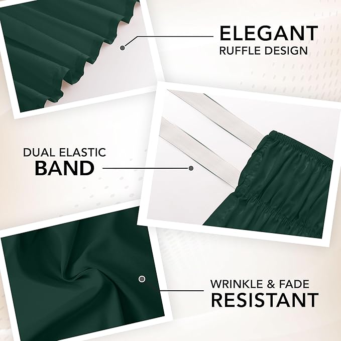 Utopia Bedding Queen Elastic Bed Ruffle - Easy Wrap Around Ruffle - Microfiber Bed Skirt with Adjustable Elastic Belt 16 Inch Tailored Drop - Hotel Quality Bedskirt, Fade Resistant (Queen, Emerald)