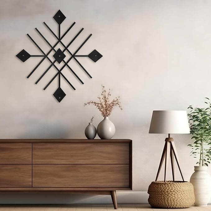 SIGNLEADER Metal Wall Decor Folk Symbol Mystery Minimalist Modern Luxury Wall Sculpture Hangings 3D Statue Home Decoration for Living Room, Bedroom, Bathroom, Kitchen, Fireplace, Office - 24" Black