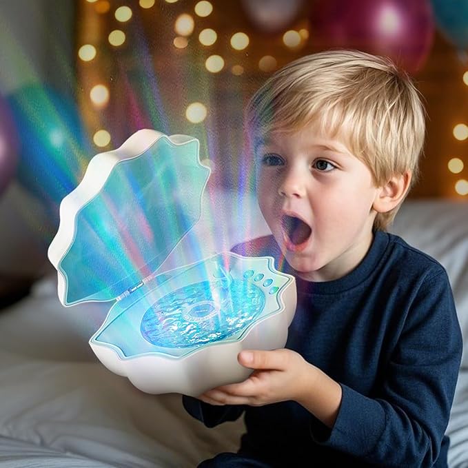 Northern Lights Projector, Night Light Projector for Bedroom Built-in Bluetooth Speaker, White Noise, Shell Night Light for Room Decor/Gift for Kids/Party/Music/Relaxation/Valentines Day Gifts