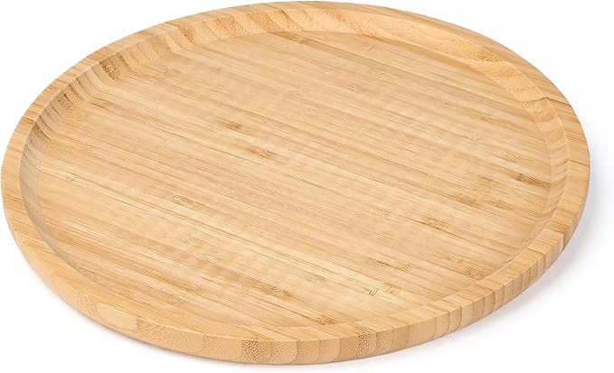 Wood Serving Tray, 11.81 Inch Wooden Tray, Round Decorative Serving Trays Platters for Home,Party,Coffee Table, Dining Table & Countertop