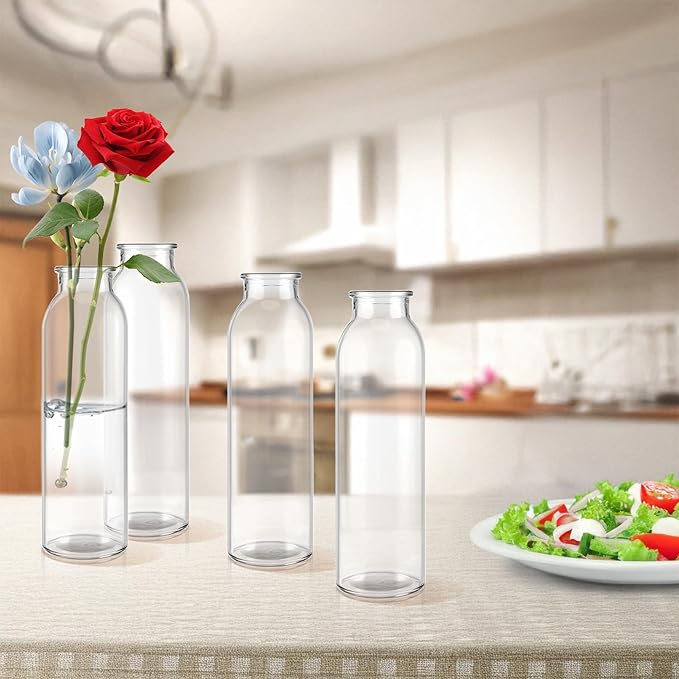 12 Pcs Glass Bud Vases Bulk,Clear Small Glass Vases,Mini Flower Vase for Centerpieces,Decorative Bottle Vase for Party,Wedding Reception,Dining Table,Home Decor