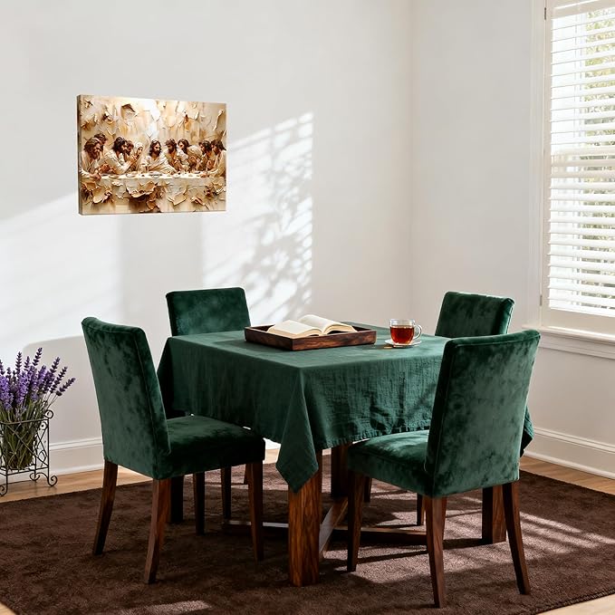 Jesus Last Supper Wall Art, Christian Wall Decor, Jesus Canvas Prints Painting Religious Bible Artwork Christ Home Decor Pictures for Dining Room Prayer Room 12x16 Inch Framed