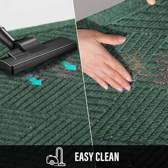 HIYARD Sturdy Front Door Mat, Absorbent Muddy Dirt Resist Welcome Door Mats Outdoor Indoor, Stain and Fade Resistant, Non-Slip Rubber Backing Low Profile Doormat for Entryway, 47×32, Green