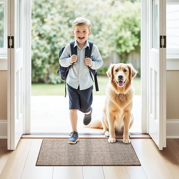 GRANNY SAYS Front Door Mat Outside Entrance, Door Mats for Entryway, Welcome Matt Non-Slip, Entryway Front Porch Mat Low Profile Resist Dirt Easy to Clean, 32"x20", Khaki Beige
