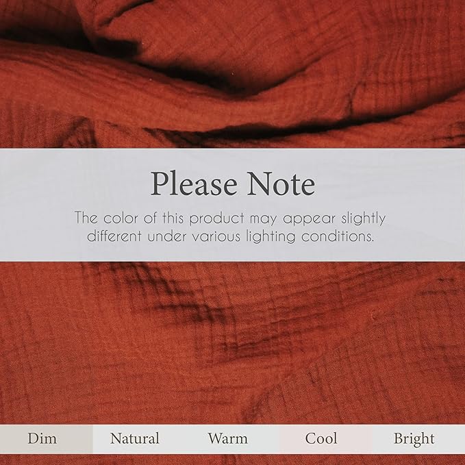Salt Earth 100% Cotton Muslin Throw Blanket, 80"X90" Queen 4 Layered Gauze Blanket Throw for Couch, Bed, Living Room, Home, Light Christmas Blankets and Throws for Christmas Gifts (Picante)