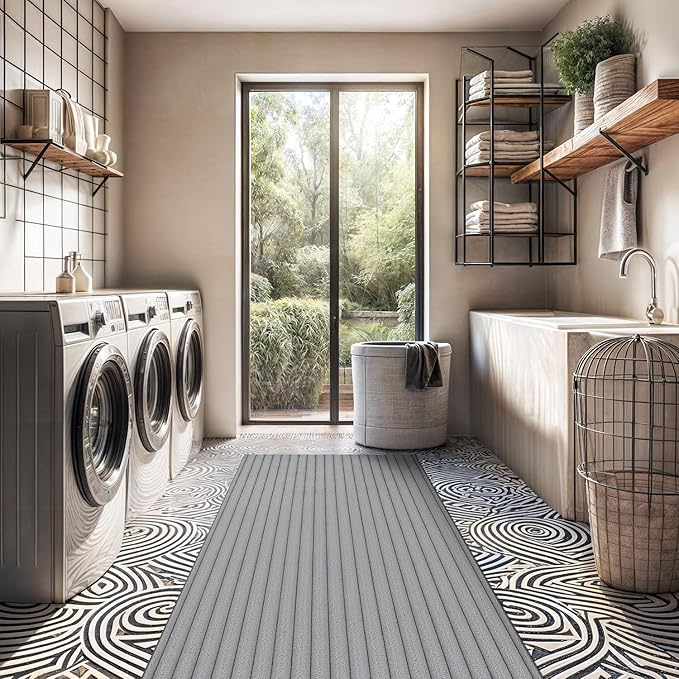 Beverly Rug Non Slip Area Rug 2 x 7 Modern Durable Ultra Soft Ribbed Indoor Rugs for Living Dining Room Office Stain Resistant Non Shedding Casual Easy Shag Indoor Carpet Gray 2x7