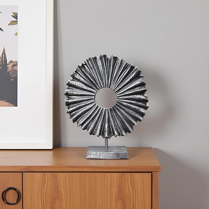 Modern Abstract Round Decorative Sculpture, Dining Living Room Desk Decor,Geometric Home Decor Statues,Shelf Top Decor Aesthetics, Coffee Tables or Office Shelves(Bronze Colored)