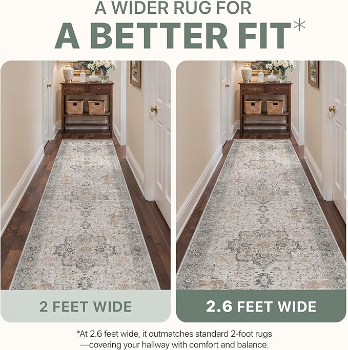 BESBLEE Area Rug 2x3 Doormat, Machine Washable Low Pile Rugs, Small Retro Entryway Mat for Entrance, Hallway, Kitchen and Corridor, Light Taupe Brown