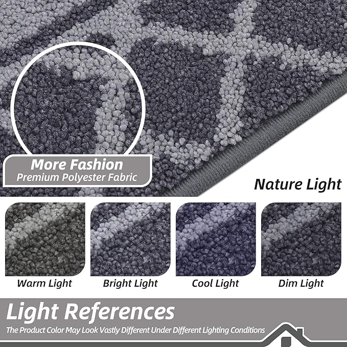 BEQHAUSE Door Mat Dirt Trapper Non Slip Entryway Rugs Absorbent Welcome Mat Low Profile Washable Front Door Mat for Muddy Paws,Entrance,Hallway, 36" x 60",Grey