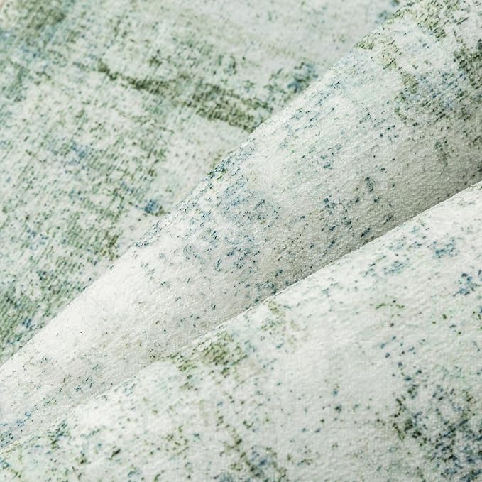 WondRg 6x9 Washable Area Rug Sage Green Abstract Living Room Bedroom Carpet Neutral Modern Non-Slip Soft Low Pile Lightweight Vacuumable Throw Rug for Dining Room Kitchen