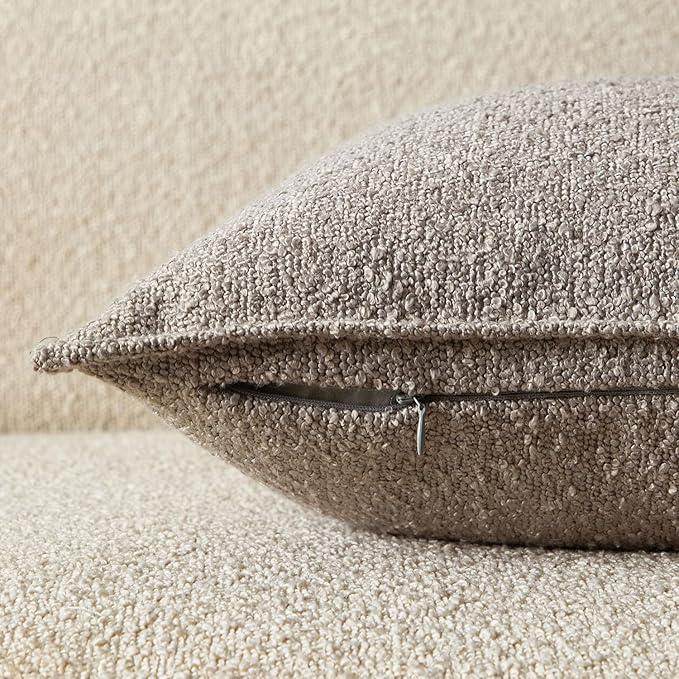JUSPURBET 26x26 Throw Pillow Covers Set of 2 Decorative Pillow Covers for Couch Sofa Bed Cozy Boucle Textured Cushion Covers Cases with Invisible Zipper for Living Room Home Decor,Gray