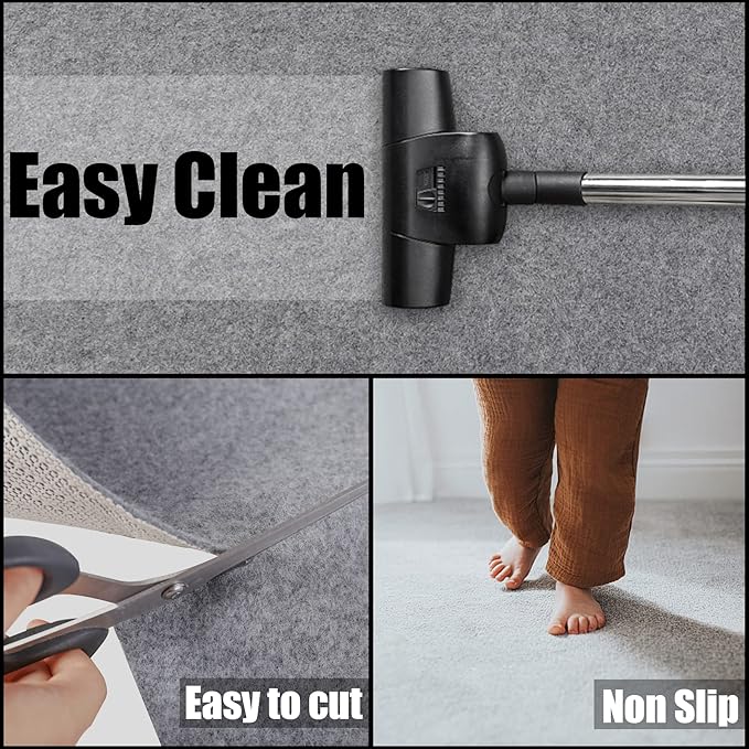 Non Slip Rug Pad Grippers - 8x10, 1/4" Thick, Felt + Rubber Double Layers Area Carpet Mat Tap, Provides Protection and Cushioning for Hardwood or Tile Floors