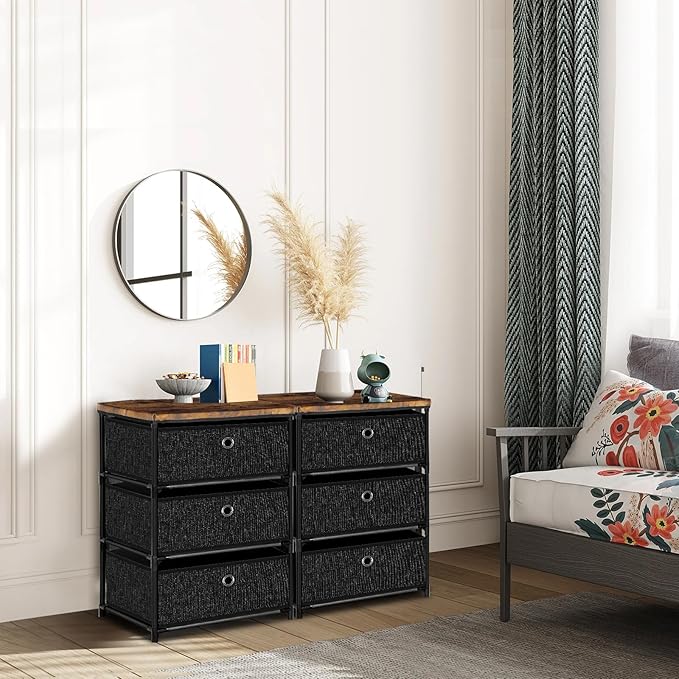 Nightstand with 3 Drawers, Clothes Storage Organizer, Small Fabric Dresser for Bedroom, Closet, Entryway, Hallway, Nursery, Dorm