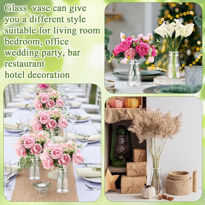 Mumufy 24 Pcs Plastic Bud Vases Bulk Small Clear Container for Flowers Height Shatterproof Crystal Bud Vase for Centerpieces Wedding Home Table Decorations Formal Dinners(3.15 x 5.91 Inch)